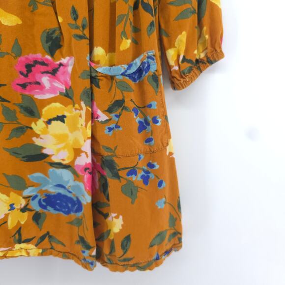Old Navy 4T Vintage Floral Mustard Yellow 2 Pockets 1/2 Button Down Long Sleeve - Picture 5 of 12